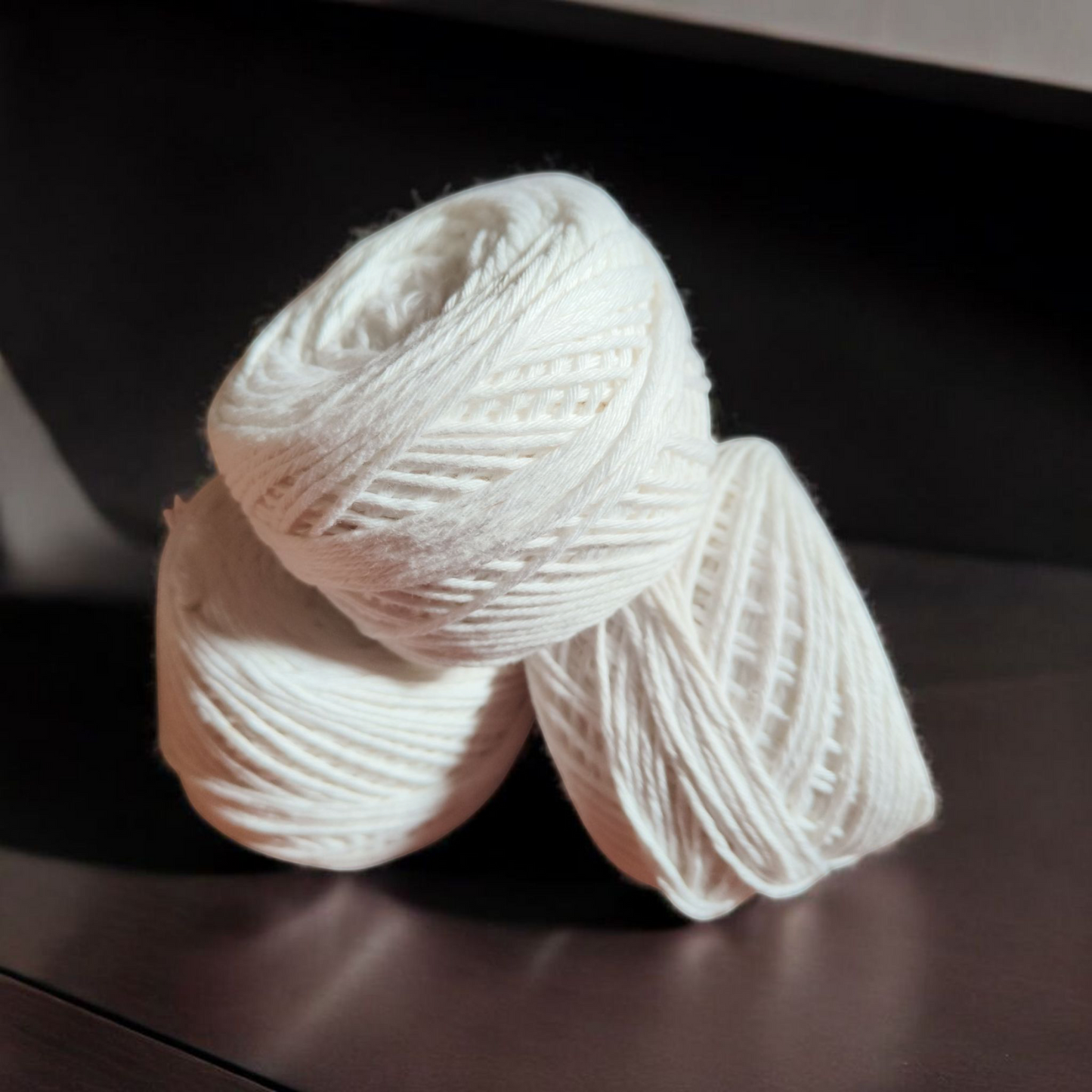 8ply Cotton Yarn - Black, Gray, White