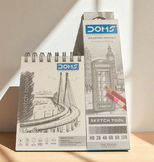 DOMS A6 Sketchbook + DOMS Drawing Pencil Set - Set of 10