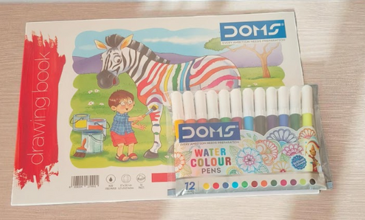 DOMS Drawing Book + DOMS Water Colour Pens - Set of 10
